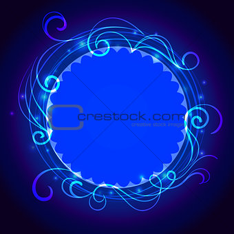 Abstract blue mystic lace background with swirl pattern and frame for text
