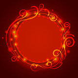 Abstract red mystic lace background with swirl pattern and frame for text