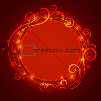 Abstract red mystic lace background with swirl pattern and frame for text