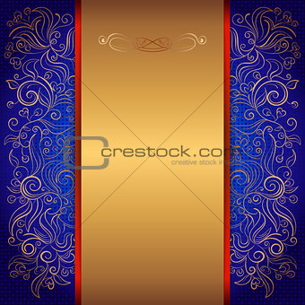 blue royal template of invitation card with lace pattern