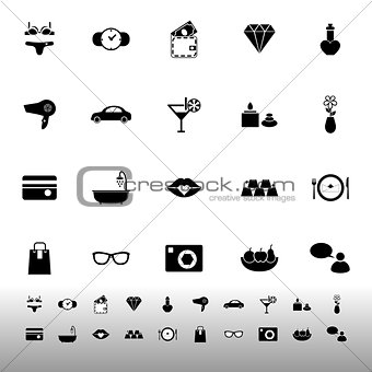Lady related item icons on white background