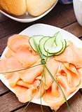 Smoked salmon on a plate