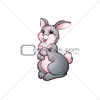Vector illustration of hare in cartoon style on transparent background