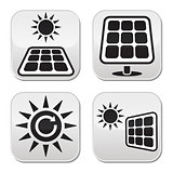 Solar panels, solar energy white buttons set