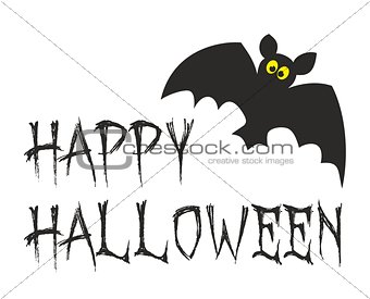 Happy Halloween party vector card with bat.