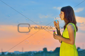  young girl with soap-bubbles 
