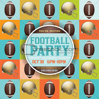 Football Pattern Party Invitation