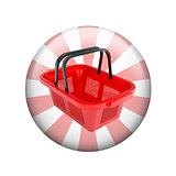 Shopping basket. Spherical glossy button