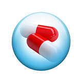 Two pills. Spherical glossy button