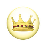 Gold crown. Spherical glossy button