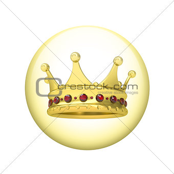 Gold crown. Spherical glossy button