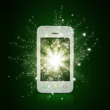 Smart phone with magic light and falling stars