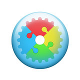 Gear of colorful jigsaw puzzles