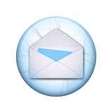 Open envelope. Spherical glossy button