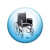 Black wheelchair. Spherical glossy button