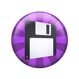 Floppy disk. Spherical glossy button
