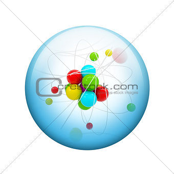 Abstract molecule. Spherical glossy button