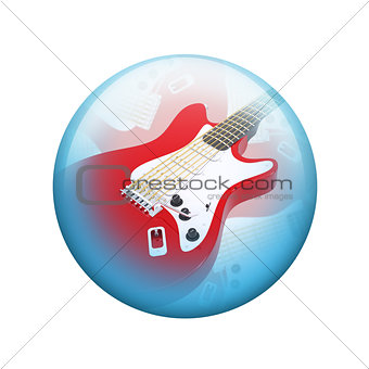 Electric guitar. Spherical glossy button