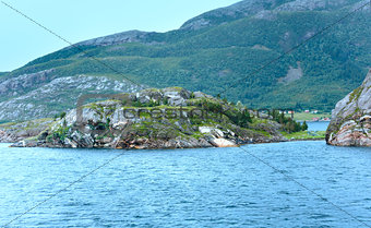 Ranfjorden summer cloudy view (Norway)