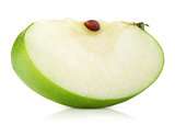 Green apple slice on white