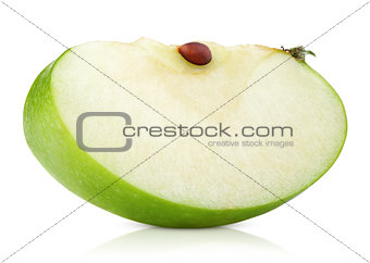 Green apple slice on white