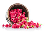 Berries raspberry in wooden basket