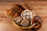 Group of different bread's type on wooden table