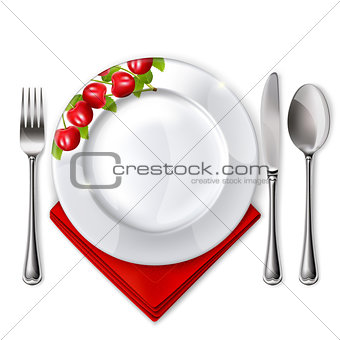 6 Plate with spoon, knife and fork