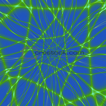 Neon Green Web on Blue