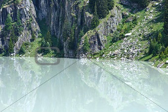 Summer mountain canyon and dam (Alps, Switzerland)