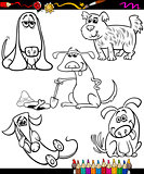 dogs set cartoon coloring book