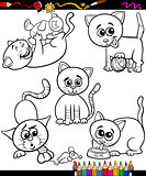 cats set cartoon coloring book