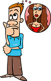 man think about woman cartoon