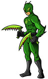 Green Insect Superhero or Villian