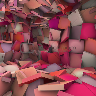 pink 3d abstract shape interior fragmented