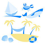 illustration set of icons with vocation and sea themes