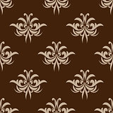 Brown seamless floral pattern in damask style