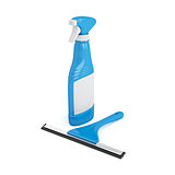 Squeegee and glass cleaner spray bottle