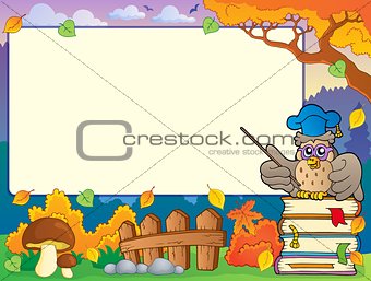 Autumn frame with owl teacher 1