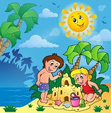 Summer theme with children playing