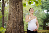 Pregnancy and motherhood-pregnant woman doing yoga