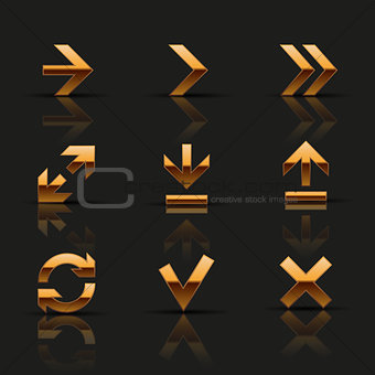 Set of golden icons