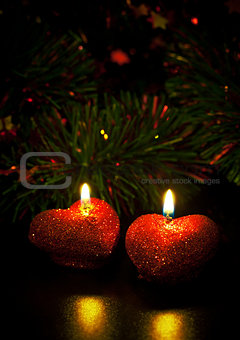 christmas card with two candles