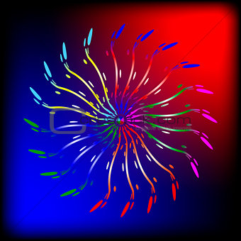 Abstract  brightly  glowing lines on the red and blue background