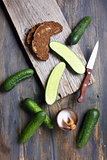 Cucumbers and black bread.