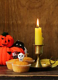 traditional halloween treats cupcakes with funny candles