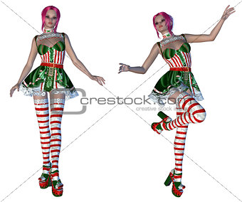 Girl in Christmas outfit