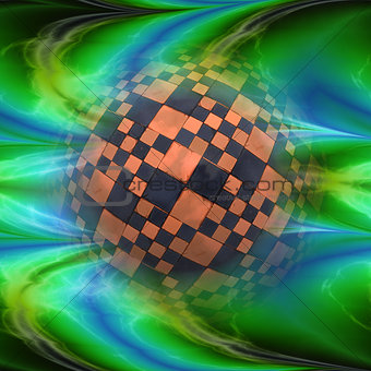 Glowing colorful background with sphere