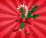 Grunge christmas candy cane red background