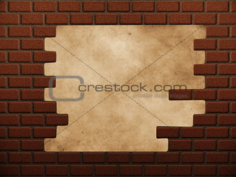 Hole in red brick wall